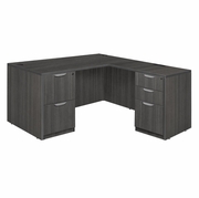 66 X 65 IN. L DESK WITH DOUBLE FULL PEDESTAL DRAWER UNIT- ASH GREY <FONT COLOR=GREEN>-FREE SHIPPING-</FONT> 66 X 65 IN. L DESK WITH DOUBLE FULL PEDESTAL DRAWER UNIT- ASH GREY <FONT COLOR=GREEN>-FREE SHIPPING-</FONT>