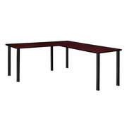 66 X 66 IN. CORNER L SHAPED DESK- MAHOGANY TOP, BLACK LEGS <FONT COLOR=GREEN>-FREE SHIPPING-</FONT> 66 X 66 IN. CORNER L SHAPED DESK- MAHOGANY TOP, BLACK LEGS <FONT COLOR=GREEN>-FREE SHIPPING-</FONT>