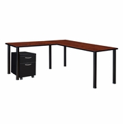 66 X 66 IN. CORNER L SHAPED DESK WITH PEDESTAL DRAWER- CHERRY TOP, BLACK LEGS <FONT COLOR=GREEN>-FREE SHIPPING-</FONT> 66 X 66 IN. CORNER L SHAPED DESK WITH PEDESTAL DRAWER- CHERRY TOP, BLACK LEGS <FONT COLOR=GREEN>-FREE SHIPPING-</FONT>