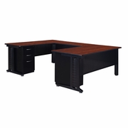 66 X 78 IN. U SHAPED DESK WITH DOUBLE PEDESTAL DRAWER UNIT- CHERRY <FONT COLOR=GREEN>-FREE SHIPPING-</FONT>