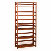67 IN HIGH FOLDING BOOKCASE, EASY ASSEMBLY SHELF STORAGE- CHERRY <FONT COLOR=GREEN>-FREE SHIPPING-</FONT>