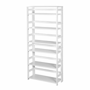 67 IN HIGH FOLDING BOOKCASE, EASY ASSEMBLY SHELF STORAGE- WHITE <FONT COLOR=GREEN>-FREE SHIPPING-</FONT>