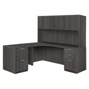 71 IN. DOUBLE FULL PEDESTAL LEFT CORNER CREDENZA WITH 35 IN. RETURN AND HUTCH- ASH GREY <FONT COLOR=GREEN>-FREE SHIPPING-</FONT> 71 IN. DOUBLE FULL PEDESTAL LEFT CORNER CREDENZA WITH 35 IN. RETURN AND HUTCH- ASH GREY <FONT COLOR=GREEN>-FREE SHIPPING-</FONT>