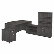 71 IN. HI-LOW BOW FRONT L DESK WITH OPEN HUTCH AND SINGLE MOBILE PEDESTAL- ASH GREY <FONT COLOR=GREEN>-FREE SHIPPING-</FONT> 71 IN. HI-LOW BOW FRONT L DESK WITH OPEN HUTCH AND SINGLE MOBILE PEDESTAL- ASH GREY <FONT COLOR=GREEN>-FREE SHIPPING-</FONT>