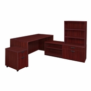 71 IN.HI-LOW L DESK WITH OPEN HUTCH AND SINGLE MOBILE PEDESTAL- MAHOGANY <FONT COLOR=GREEN>-FREE SHIPPING-</FONT> 71 IN.HI-LOW L DESK WITH OPEN HUTCH AND SINGLE MOBILE PEDESTAL- MAHOGANY <FONT COLOR=GREEN>-FREE SHIPPING-</FONT>
