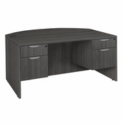 71 X 35 IN. BOW FRONT OFFICE DESK WITH DOUBLE PEDESTAL DRAWER UNIT- ASH GREY <FONT COLOR=GREEN>-FREE SHIPPING-</FONT>