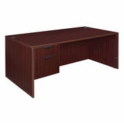 71 X 35 IN. EXECUTIVE DESK WITH SINGLE PEDESTAL DRAWER UNIT- MAHOGANY <FONT COLOR=GREEN>-FREE SHIPPING-</FONT>