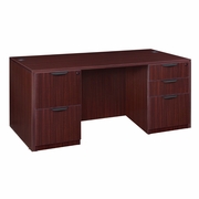 71 X 35 IN. OFFICE DESK WITH DOUBLE FULL PEDESTAL- MAHOGANY <FONT COLOR=GREEN>-FREE SHIPPING-</FONT>
