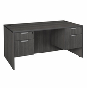 71 X 35 IN. OFFICE DESK WITH DOUBLE PEDESTAL DRAWER UNIT- ASH GREY <FONT COLOR=GREEN>-FREE SHIPPING-</FONT>