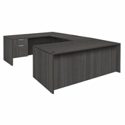71 X 35 IN. U DESK WITH SINGLE PEDESTAL DRAWER UNIT- ASH GREY <FONT COLOR=GREEN>-FREE SHIPPING-</FONT>