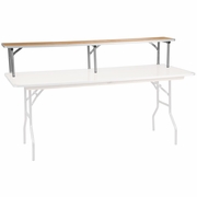 72'' X 12'' X 12'' BIRCHWOOD BAR TOP RISER WITH SILVER LEGS: <font color=green>FREE SHIPPING!</font>