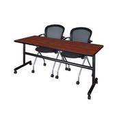 72 X 24 IN. FLIP-TOP TRAINING NESTING TABLE- CHERRY, 2 NESTING CHAIRS <FONT COLOR=GREEN>-FREE SHIPPING-</FONT>