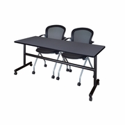 72 X 24 IN. FLIP-TOP TRAINING NESTING TABLE- GREY, 2 NESTING CHAIRS <FONT COLOR=GREEN>-FREE SHIPPING-</FONT>