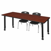 72 X 24 IN. MOBILE ADJUSTABLE CLASSROOM TABLE- CHERRY & 2 ANDY 12 IN. STACK CHAIRS- BLACK <FONT COLOR=GREEN>-FREE SHIPPING-</FONT>