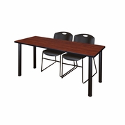 72 X 24 IN. TRAINING TABLE- CHERRY TOP, BLACK LEGS & 2 CHAIRS- BLACK <FONT COLOR=GREEN>-FREE SHIPPING-</FONT>