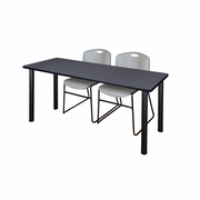 72 X 24 IN. TRAINING TABLE- GREY TOP, BLACK LEGS & 2 CHAIRS- GREY <FONT COLOR=GREEN>-FREE SHIPPING-</FONT>