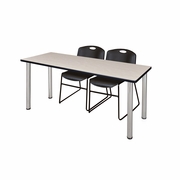72 X 24 IN. TRAINING TABLE- MAPLE TOP, CHROME LEGS & 2 CHAIRS- BLACK <FONT COLOR=GREEN>-FREE SHIPPING-</FONT>