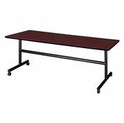 72" X 30" FLIP TOP MOBILE TRAINING TABLE- MAHOGANY. <font color=green>-FREE SHIPPING-</font>