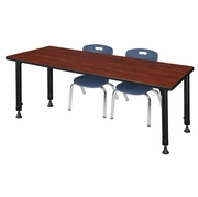 72 X 30 IN. ADJUSTABLE CLASSROOM TABLE- CHERRY & 2 ANDY 12 IN. STACK CHAIRS- BLUE <FONT COLOR=GREEN>-FREE SHIPPING-</FONT>