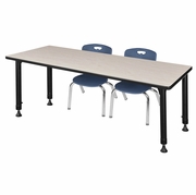 72 X 30 IN. ADJUSTABLE CLASSROOM TABLE- MAPLE & 2 ANDY 12 IN. STACK CHAIRS- BLUE <FONT COLOR=GREEN>-FREE SHIPPING-</FONT>