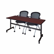 72 X 30 IN. FLIP-TOP TRAINING NESTING TABLE- MAHOGANY, 2 NESTING CHAIRS <FONT COLOR=GREEN>-FREE SHIPPING-</FONT>