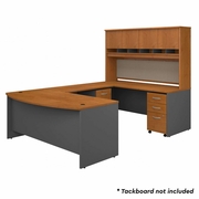 72W BOW FRONT U SHAPED DESK WITH HUTCH AND STORAGE IN NATURAL CHERRY <FONT COLOR=GREEN>-FREE SHIPPING-</FONT> 72W BOW FRONT U SHAPED DESK WITH HUTCH AND STORAGE IN NATURAL CHERRY <FONT COLOR=GREEN>-FREE SHIPPING-</FONT>