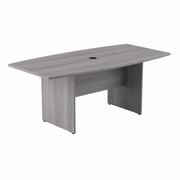 72W X 36D BOAT SHAPED CONFERENCE TABLE WITH WOOD BASE: PLATINUM GRAY <FONT COLOR=GREEN>-FREE SHIPPING-</FONT>