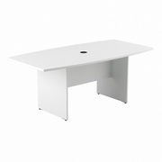 72W X 36D BOAT SHAPED CONFERENCE TABLE WITH WOOD BASE: WHITE <FONT COLOR=GREEN>-FREE SHIPPING-</FONT>