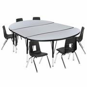 76" OVAL WAVE FLEXIBLE LAMINATE ACTIVITY TABLE SET WITH 12" STUDENT STACK CHAIRS, GREY/BLACK: <font color=green>FREE SHIPPING!</font> 76" OVAL WAVE FLEXIBLE LAMINATE ACTIVITY TABLE SET WITH 12" STUDENT STACK CHAIRS, GREY/BLACK: <font color=green>FREE SHIPPING!</font>