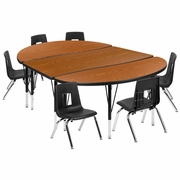 76" OVAL WAVE FLEXIBLE LAMINATE ACTIVITY TABLE SET WITH 14" STUDENT STACK CHAIRS, OAK/BLACK <font color=green>FREE SHIPPING!</font> 76" OVAL WAVE FLEXIBLE LAMINATE ACTIVITY TABLE SET WITH 14" STUDENT STACK CHAIRS, OAK/BLACK <font color=green>FREE SHIPPING!</font>