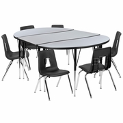 76" OVAL WAVE FLEXIBLE LAMINATE ACTIVITY TABLE SET WITH 16" STUDENT STACK CHAIRS, GREY/BLACK <font color=green>FREE SHIPPING!</font> 76" OVAL WAVE FLEXIBLE LAMINATE ACTIVITY TABLE SET WITH 16" STUDENT STACK CHAIRS, GREY/BLACK <font color=green>FREE SHIPPING!</font>