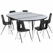 76" OVAL WAVE FLEXIBLE LAMINATE ACTIVITY TABLE SET WITH 18" STUDENT STACK CHAIRS, GREY/BLACK <font color=green>FREE SHIPPING!</font> 76" OVAL WAVE FLEXIBLE LAMINATE ACTIVITY TABLE SET WITH 18" STUDENT STACK CHAIRS, GREY/BLACK <font color=green>FREE SHIPPING!</font>