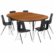 76" OVAL WAVE FLEXIBLE LAMINATE ACTIVITY TABLE SET WITH 18" STUDENT STACK CHAIRS, OAK/BLACK <font color=green>FREE SHIPPING!</font> 76" OVAL WAVE FLEXIBLE LAMINATE ACTIVITY TABLE SET WITH 18" STUDENT STACK CHAIRS, OAK/BLACK <font color=green>FREE SHIPPING!</font>
