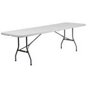 8-FOOT BI-FOLD GRANITE WHITE PLASTIC BANQUET AND EVENT FOLDING TABLE WITH CARRYING HANDLE: <font color=green>FREE SHIPPING!</font>