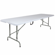 8-FOOT HEIGHT ADJUSTABLE BI-FOLD GRANITE WHITE PLASTIC BANQUET AND EVENT FOLDING TABLE WITH CARRYING HANDLE: <font color=green>FREE SHIPPING!</font>