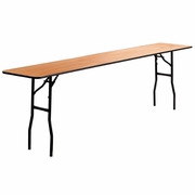 8-FOOT RECTANGULAR WOOD FOLDING TRAINING / SEMINAR TABLE WITH SMOOTH CLEAR COATED FINISHED TOP: <font color=green>FREE SHIPPING!</font>
