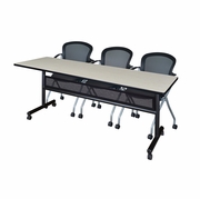 84 X 24 IN. FLIP-TOP PRIVACY NESTING TABLE- MAPLE, 2 NESTING CHAIRS <FONT COLOR=GREEN>-FREE SHIPPING-</FONT>