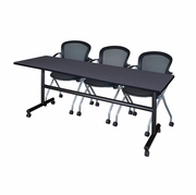 84 X 24 IN. FLIP-TOP TRAINING NESTING TABLE- GREY, 2 NESTING CHAIRS <FONT COLOR=GREEN>-FREE SHIPPING-</FONT>