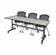 84 X 24 IN. FLIP-TOP TRAINING NESTING TABLE- MAPLE, 2 NESTING CHAIRS <FONT COLOR=GREEN>-FREE SHIPPING-</FONT>