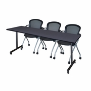 84 X 24 IN. MOBILE T-BASE TRAINING TABLE- GREY, 2 NESTING CHAIRS <FONT COLOR=GREEN>-FREE SHIPPING-</FONT>