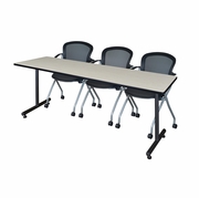 84 X 24 IN. T-BASE TRAINING SEMINAR TABLE- MAPLE, 2 NESTING CHAIRS <FONT COLOR=GREEN>-FREE SHIPPING-</FONT>