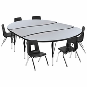 86" OVAL WAVE FLEXIBLE LAMINATE ACTIVITY TABLE SET WITH 12" STUDENT STACK CHAIRS, GREY/BLACK: <font color=green>FREE SHIPPING!</font> 86" OVAL WAVE FLEXIBLE LAMINATE ACTIVITY TABLE SET WITH 12" STUDENT STACK CHAIRS, GREY/BLACK: <font color=green>FREE SHIPPING!</font>