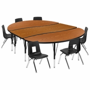 86" OVAL WAVE FLEXIBLE LAMINATE ACTIVITY TABLE SET WITH 12" STUDENT STACK CHAIRS, OAK/BLACK: <font color=green>FREE SHIPPING!</font> 86" OVAL WAVE FLEXIBLE LAMINATE ACTIVITY TABLE SET WITH 12" STUDENT STACK CHAIRS, OAK/BLACK: <font color=green>FREE SHIPPING!</font>
