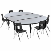 86" OVAL WAVE FLEXIBLE LAMINATE ACTIVITY TABLE SET WITH 14" STUDENT STACK CHAIRS, GREY/BLACK <font color=green>FREE SHIPPING!</font> 86" OVAL WAVE FLEXIBLE LAMINATE ACTIVITY TABLE SET WITH 14" STUDENT STACK CHAIRS, GREY/BLACK <font color=green>FREE SHIPPING!</font>
