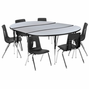 86" OVAL WAVE FLEXIBLE LAMINATE ACTIVITY TABLE SET WITH 16" STUDENT STACK CHAIRS, GREY/BLACK <font color=green>FREE SHIPPING!</font> 86" OVAL WAVE FLEXIBLE LAMINATE ACTIVITY TABLE SET WITH 16" STUDENT STACK CHAIRS, GREY/BLACK <font color=green>FREE SHIPPING!</font>