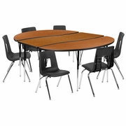 86" OVAL WAVE FLEXIBLE LAMINATE ACTIVITY TABLE SET WITH 16" STUDENT STACK CHAIRS, OAK/BLACK <font color=green>FREE SHIPPING!</font> 86" OVAL WAVE FLEXIBLE LAMINATE ACTIVITY TABLE SET WITH 16" STUDENT STACK CHAIRS, OAK/BLACK <font color=green>FREE SHIPPING!</font>