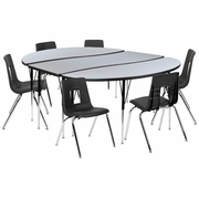 86" OVAL WAVE FLEXIBLE LAMINATE ACTIVITY TABLE SET WITH 18" STUDENT STACK CHAIRS, GREY/BLACK <font color=green>FREE SHIPPING!</font> 86" OVAL WAVE FLEXIBLE LAMINATE ACTIVITY TABLE SET WITH 18" STUDENT STACK CHAIRS, GREY/BLACK <font color=green>FREE SHIPPING!</font>