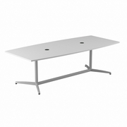 96W X 42D BOAT SHAPED CONFERENCE TABLE WITH METAL BASE: WHITE <FONT COLOR=GREEN>-FREE SHIPPING-</FONT>