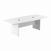96W X 42D BOAT SHAPED CONFERENCE TABLE WITH WOOD BASE: WHITE <FONT COLOR=GREEN>-FREE SHIPPING-</FONT>