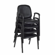 ACE VINYL GUEST STACKING CHAIR WITH ARMS (4 PACK)- BLACK <FONT COLOR=GREEN>-FREE SHIPPING-</FONT>
